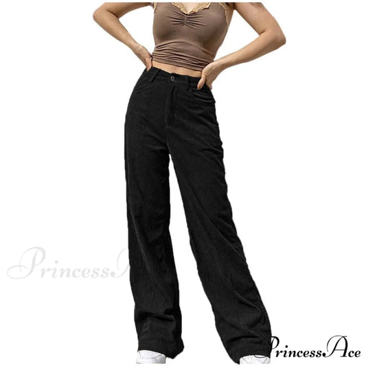 Fashion Full-length Pocket Cargo Jeans Black / M