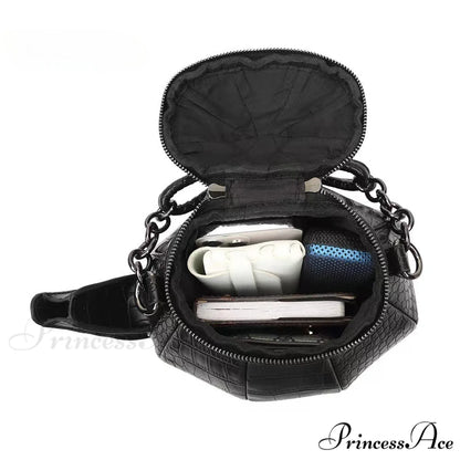 Fashion Funny Teapot Shaped Stone Pattern Leather Gothic Personalized Bag Black
