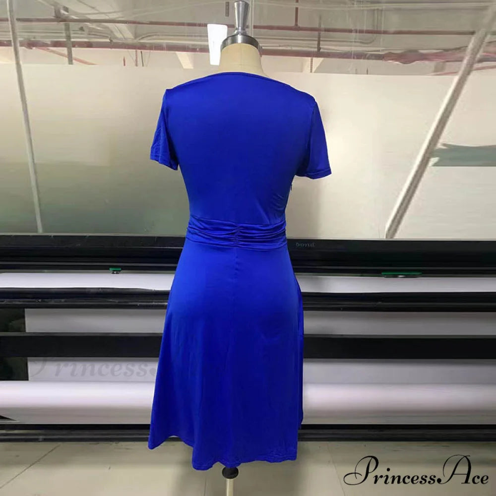 Fashion Gown Brief Retro Gown Office Irregular Waist A-line V-neck Party Women Lady Midi Arm High Warm-Season Elegant