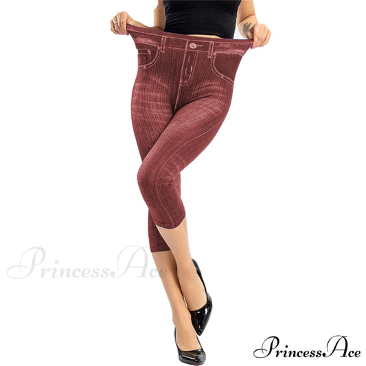 Fashion High Waist Skinny Jeans red / S