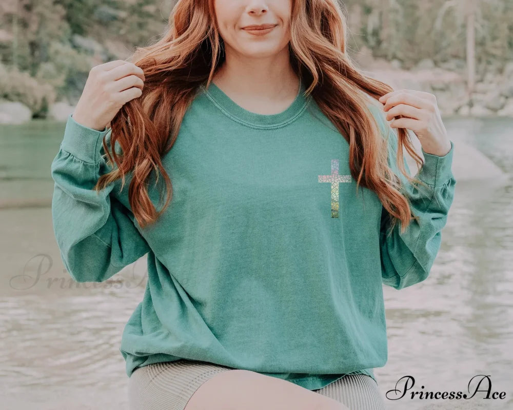 Fashion Individuality Cross Duplex Trend Art Jesuits Christmas Hoodie Green / S Christmas Hoodies-L