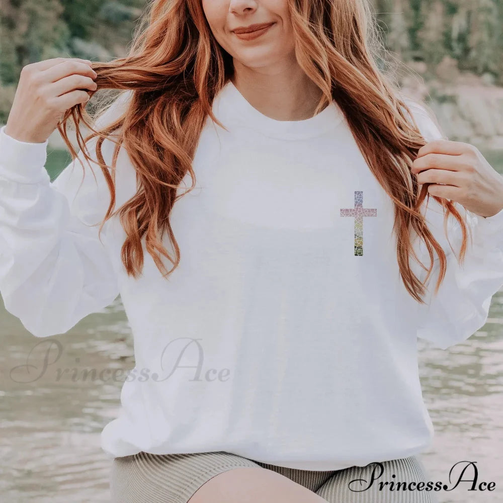 Fashion Individuality Cross Duplex Trend Art Jesuits Christmas Hoodie WHITE / S Christmas Hoodies-L