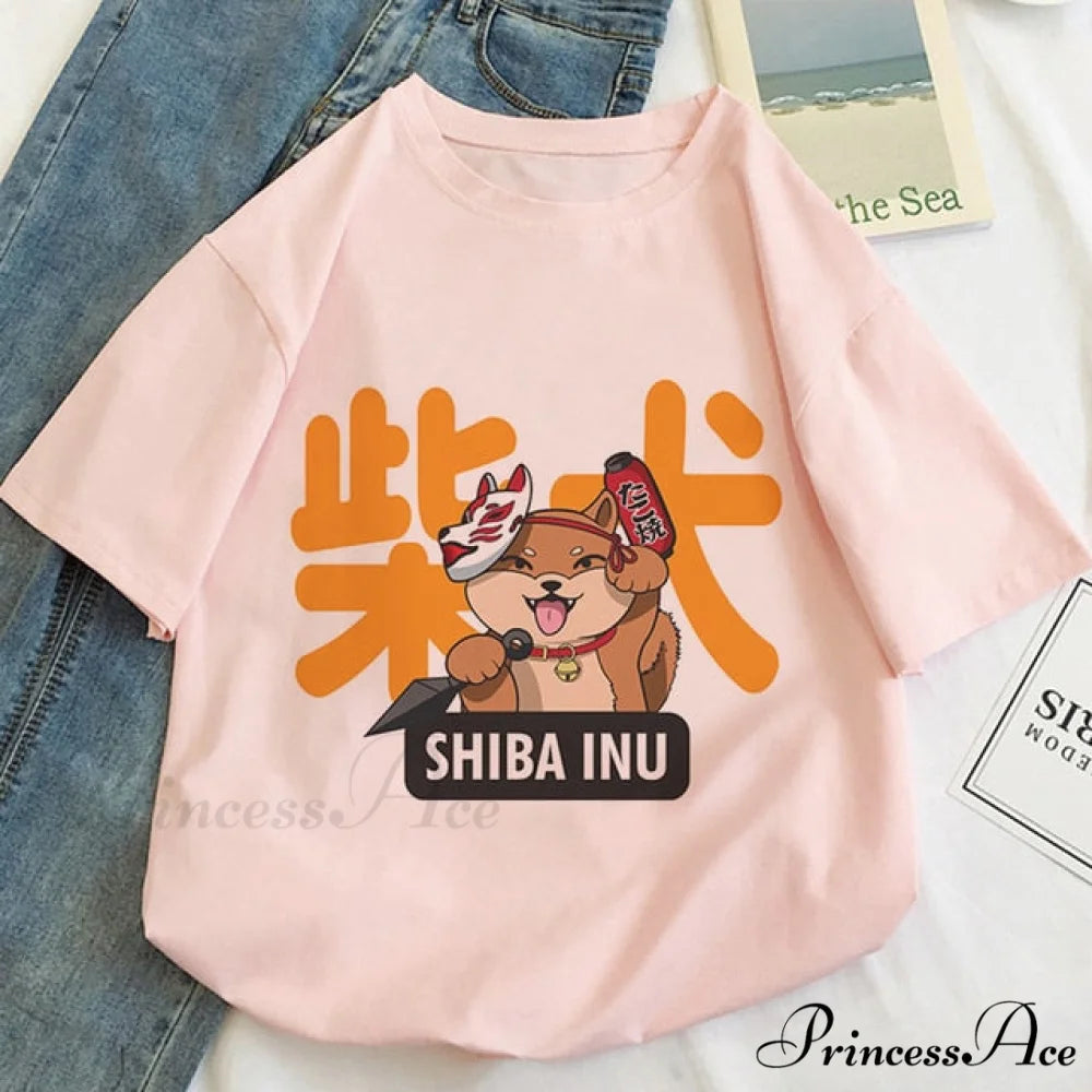 Fashion Korean Aesthetic White T Shirt pink 4 / S