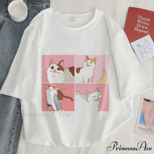 Fashion Korean Aesthetic White T Shirt white / S