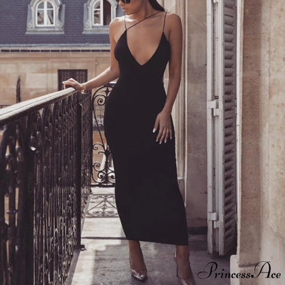 Fashion Long Party Bodycon Dresses Black / S