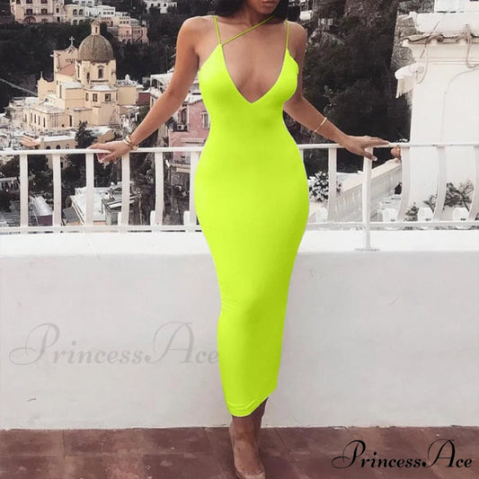 Fashion Long Party Bodycon Dresses green / S