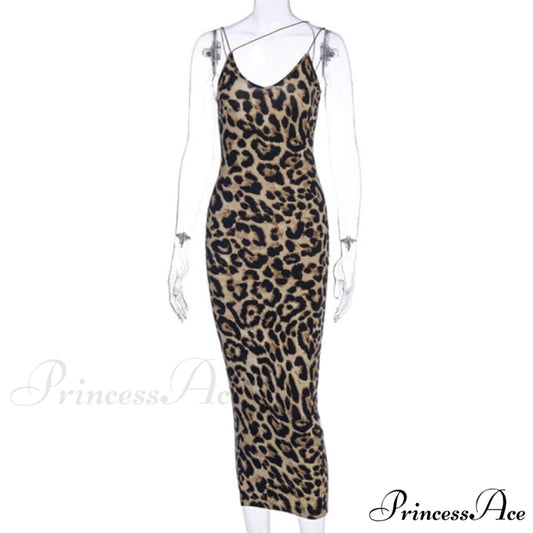 Fashion Long Party Bodycon Dresses Leopard Print / S