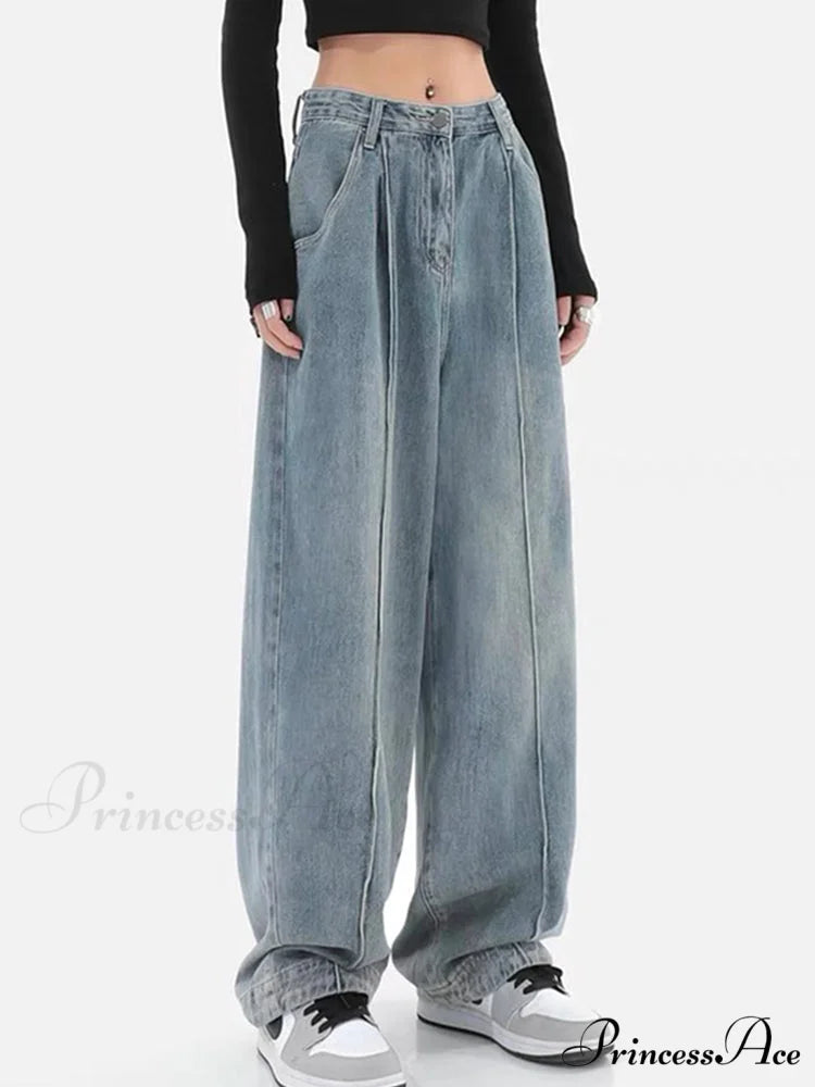 Fashion Loose All-match Wide Jeans Blue / S