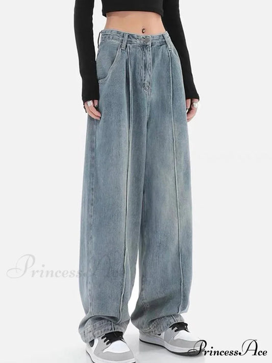 Fashion Loose All-match Wide Jeans Blue / S