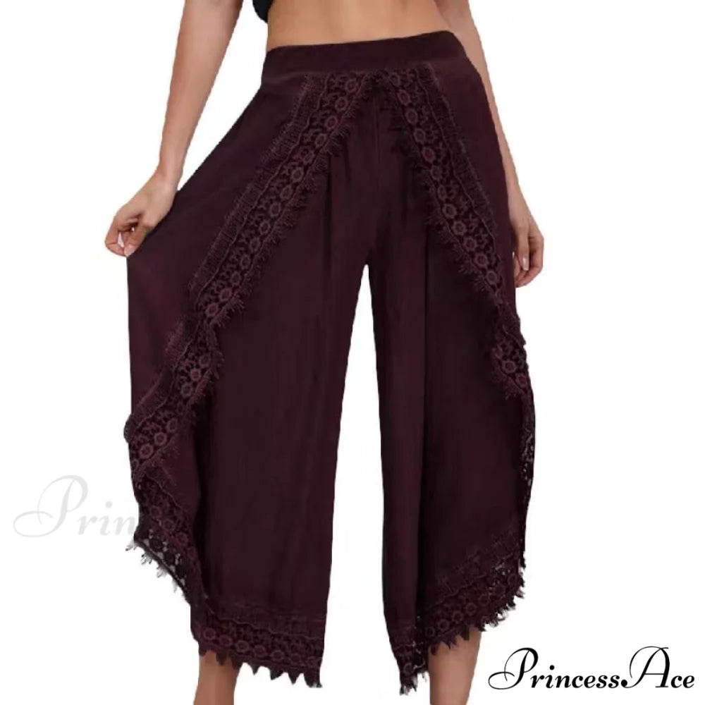 Fashion Loose Harem Sports Pants Claret / S