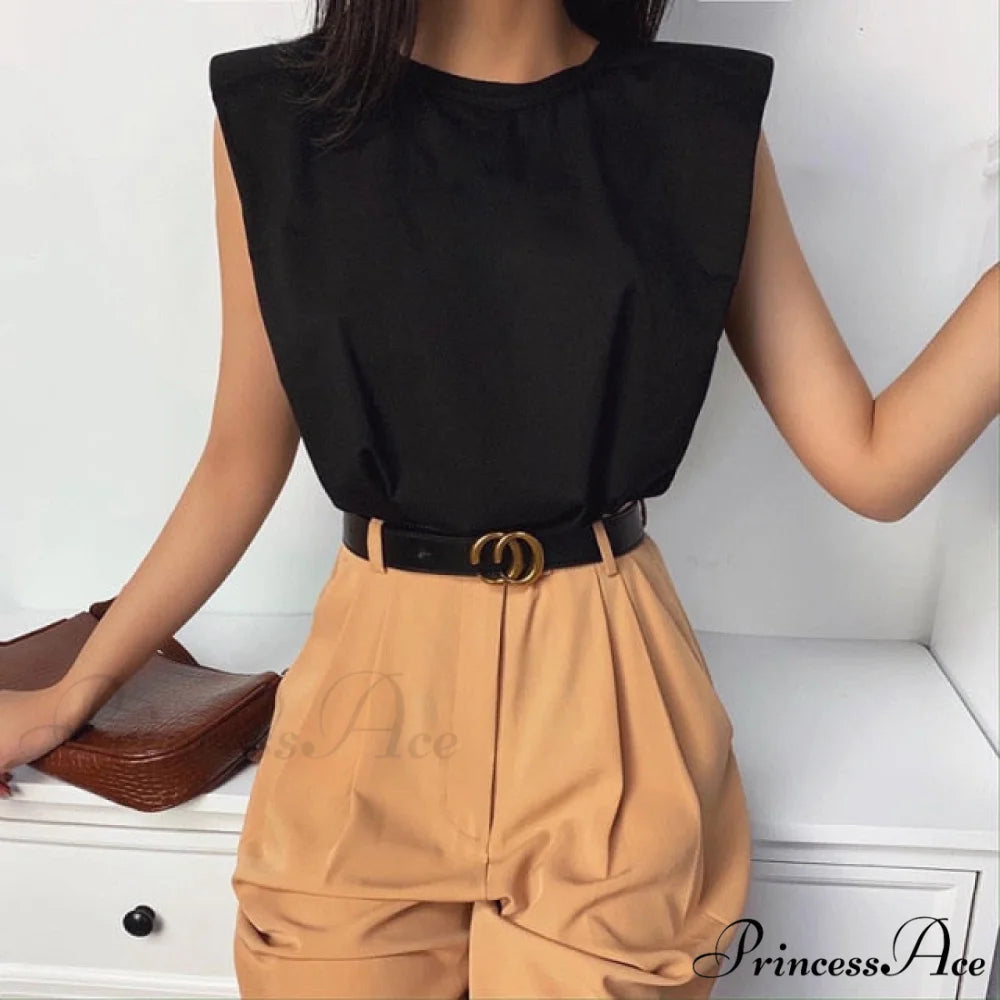 Fashion Loose Sleeveless T-shirt black / S