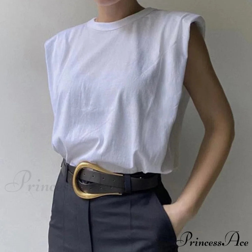 Fashion Loose Sleeveless T-shirt white / S