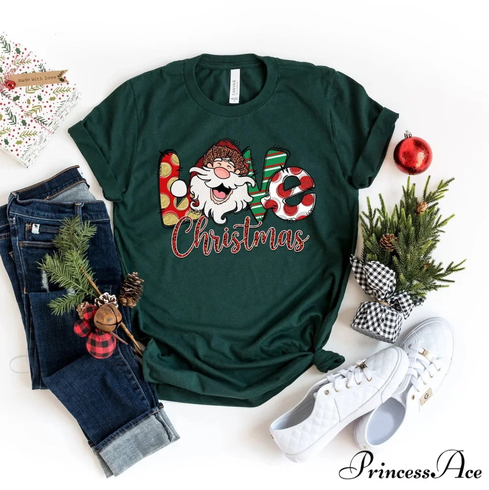 Fashion Love Santa Nostalgic Retro Farm Girl Casual Christmas Hoodie Green / S Christmas Hoodies-L