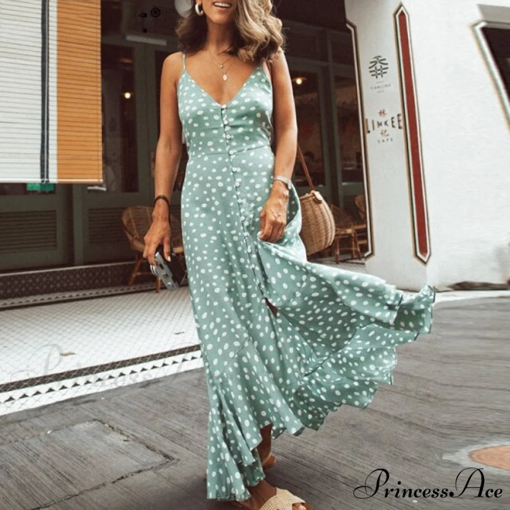 Fashion Print Maxi Dresses Clear / S