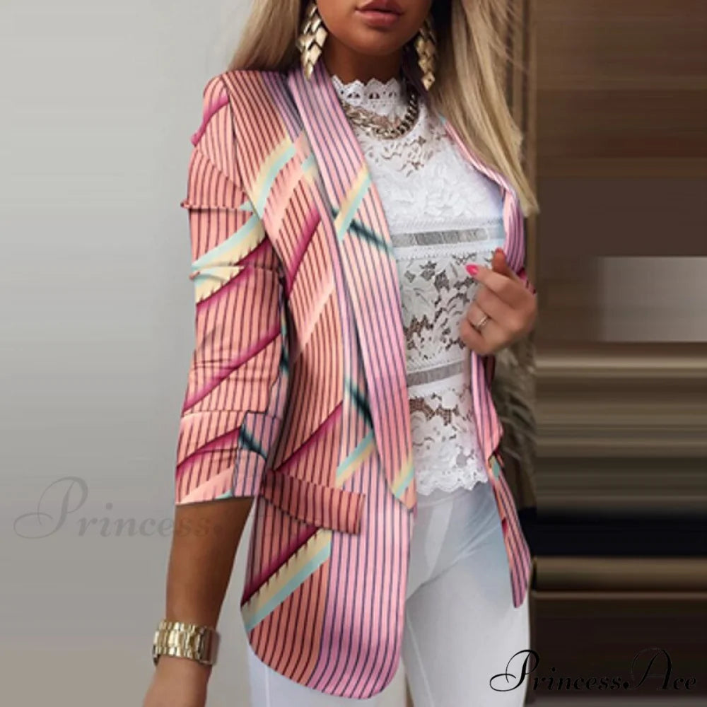 Fashion Rainbow Printed Notched Blazers