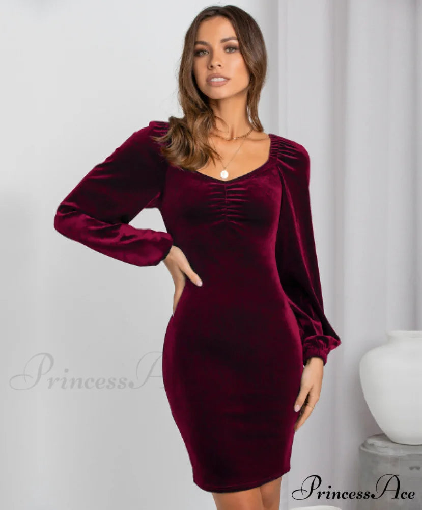 Fashion Slim Bag Hip Backless Skirt with Square Collar L / dark green