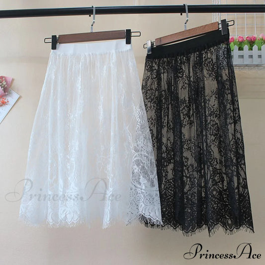 Fashion Solid Casual Mesh Lace Skirts