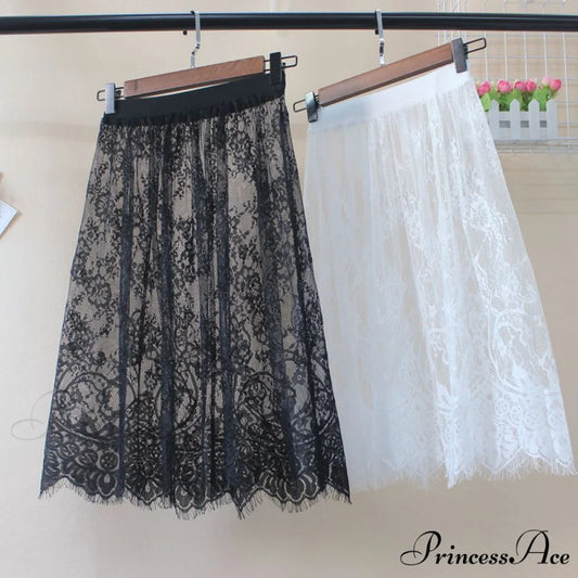 Fashion Solid Casual Mesh Lace Skirts
