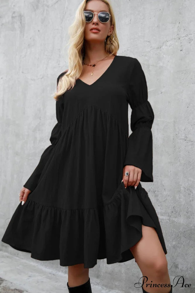 Fashion Solid Color Trendy V Neck Sleeveless Dress