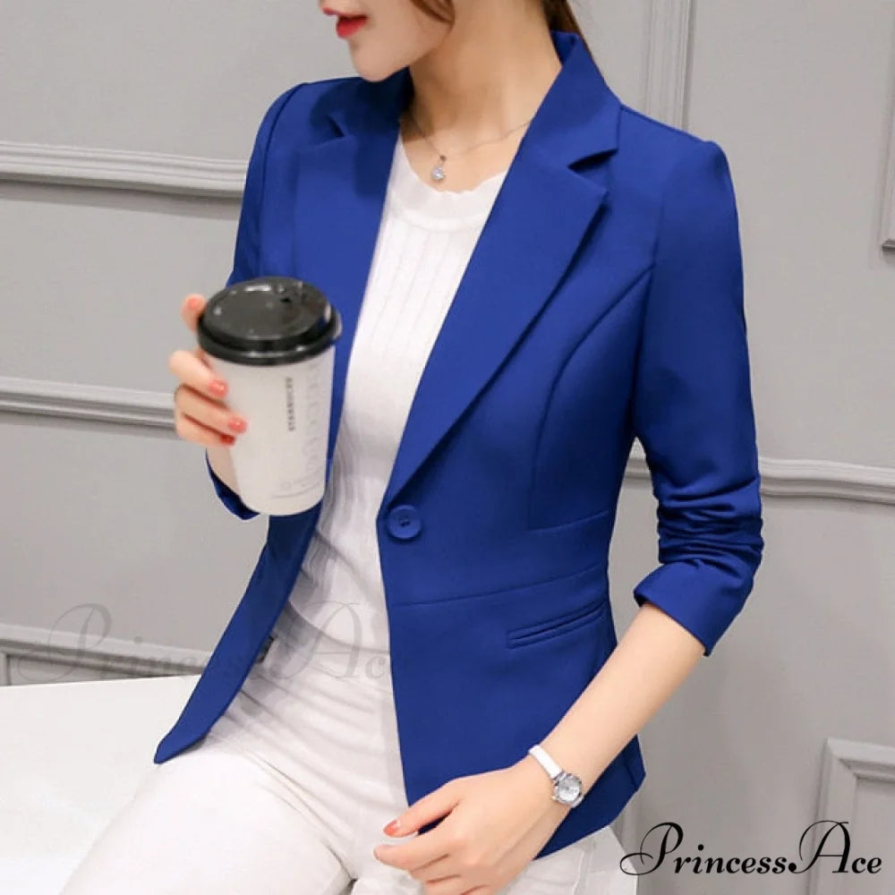 Fashion Solid Formal Blazers Blue / S