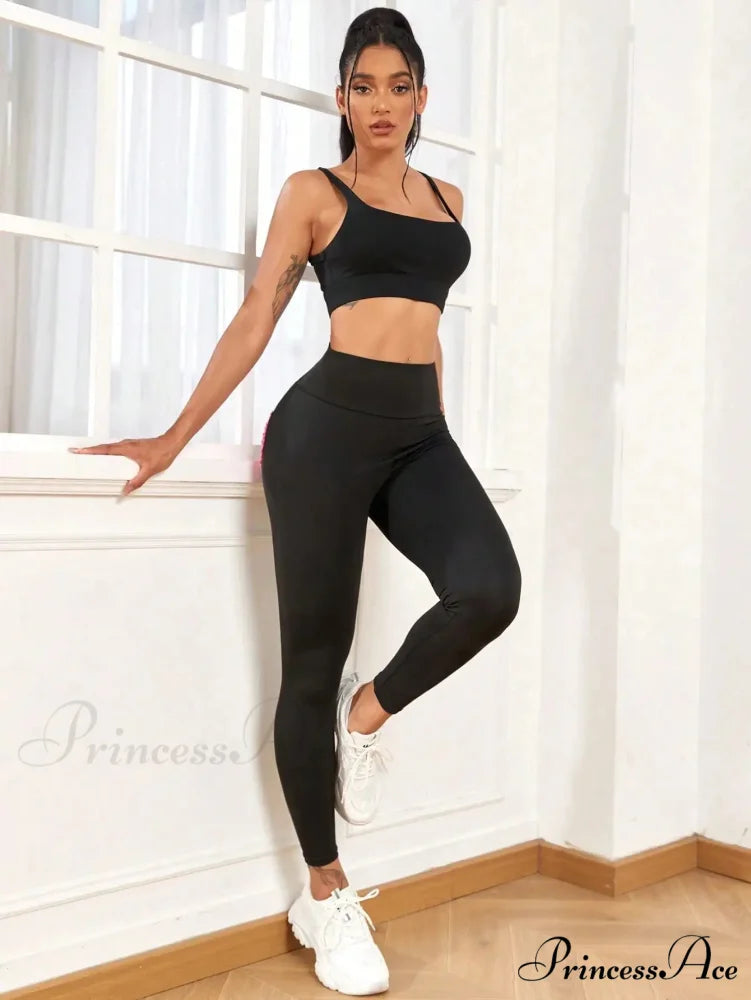 Fashion Sporty Casual High Waist Patchwork Ruched Detail Running Fitness Pants Leggings
