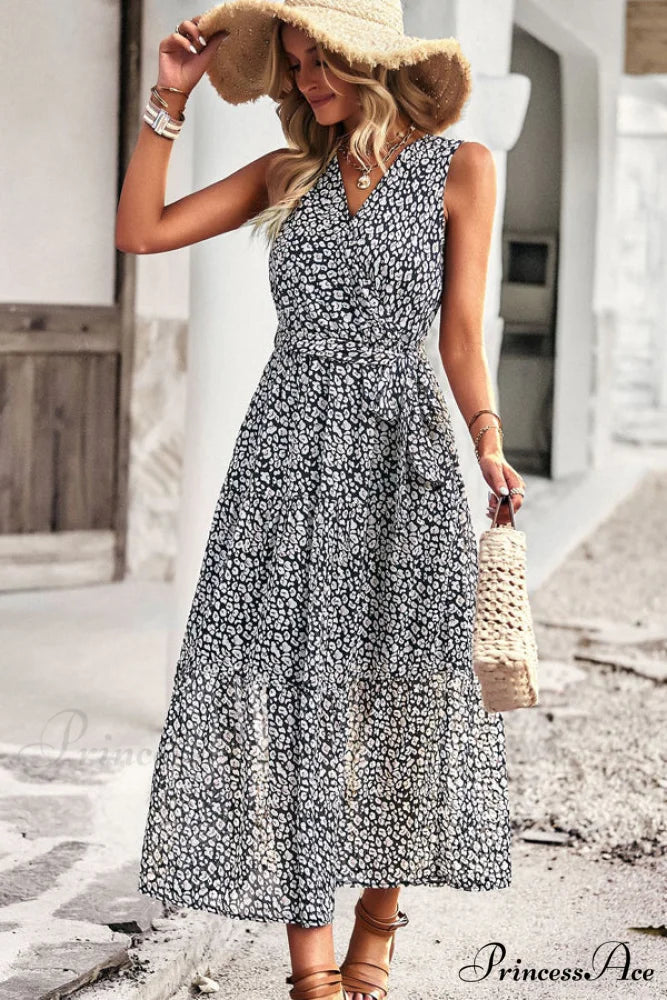 Fashion U Neck Trendy Button Midi Dress