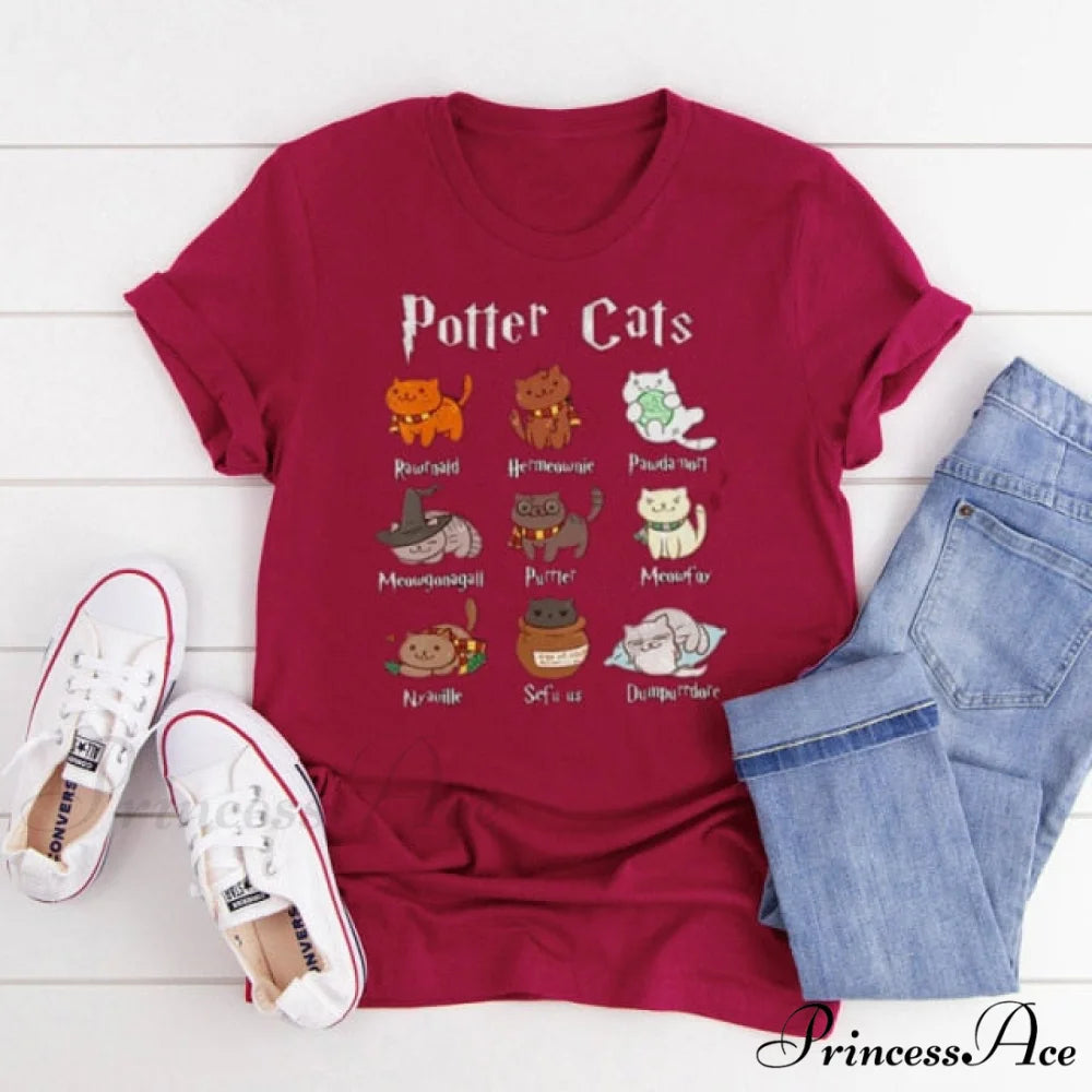 Fashion Unisex Short Sleeve Top Burgundy / M