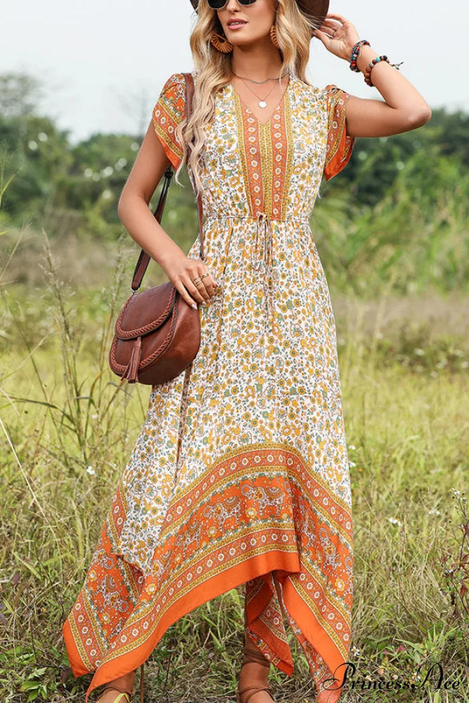 Fashion V Neck High Modern Waist Solid Casual Dress