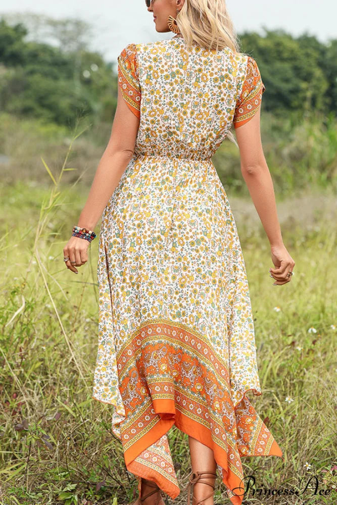 Fashion V Neck High Modern Waist Solid Casual Dress