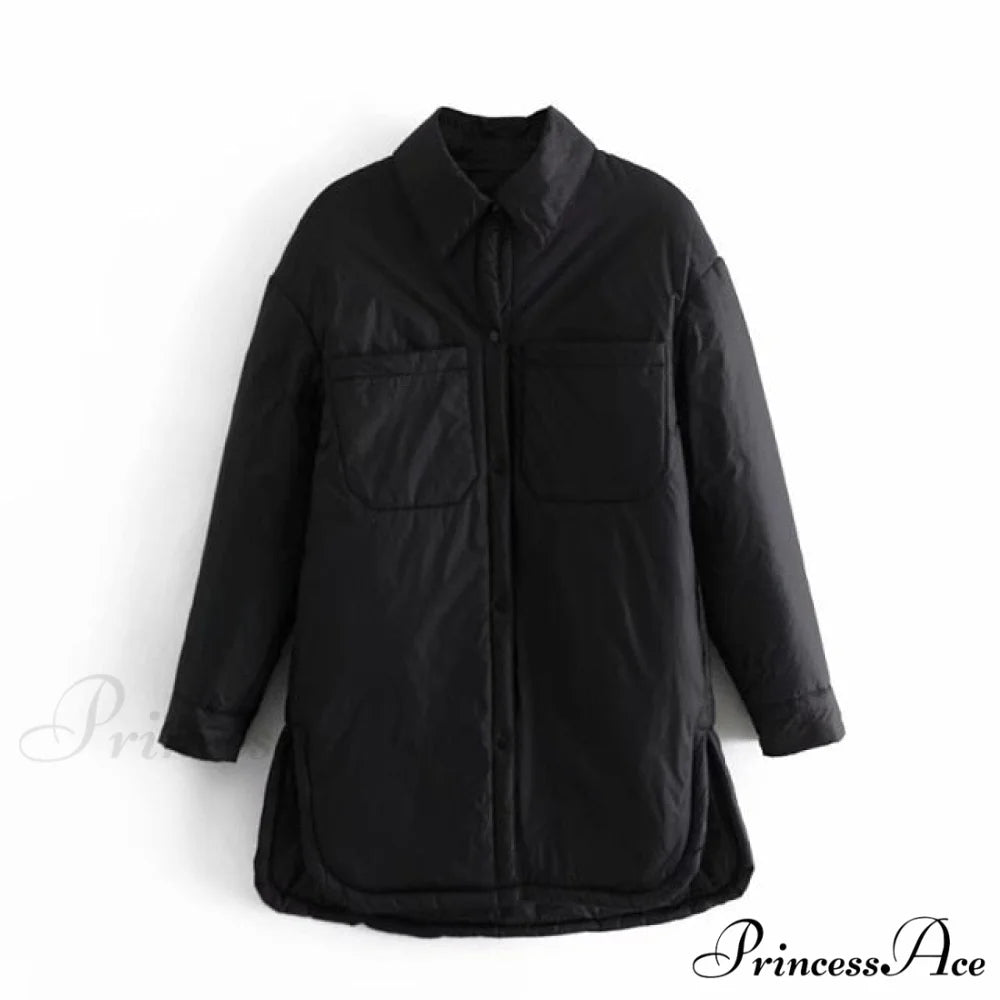 Fashion Warm Female Chic Oversized Coat Black / L