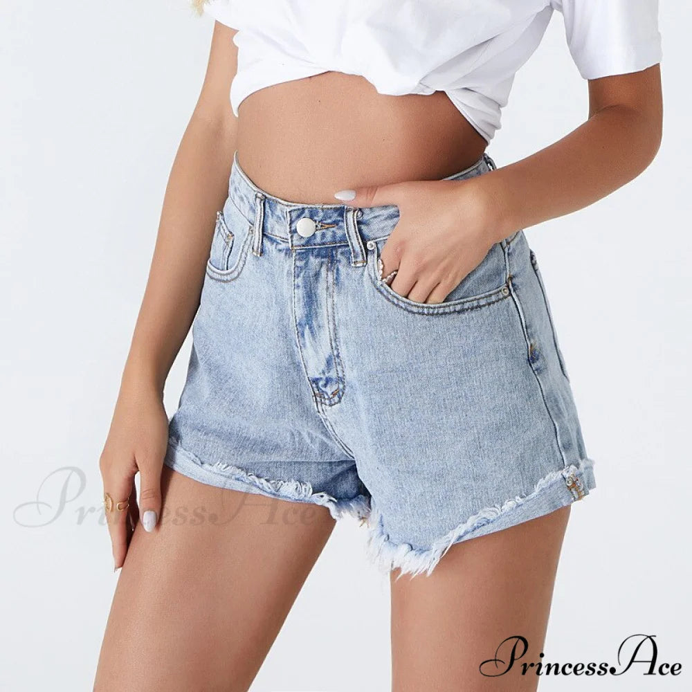 Fashion Washed Light Blue Denim Shorts