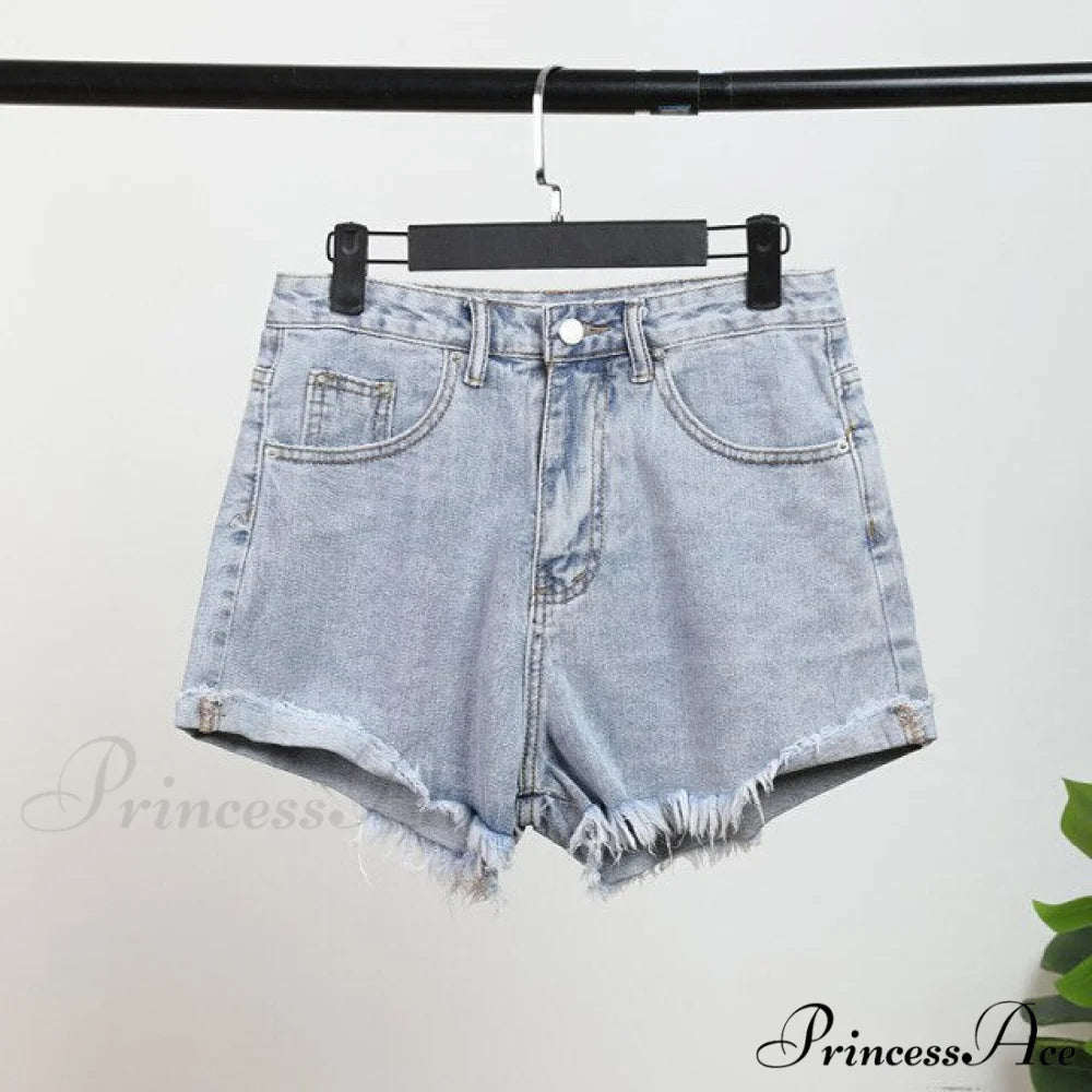 Fashion Washed Light Blue Denim Shorts Light Blue / S