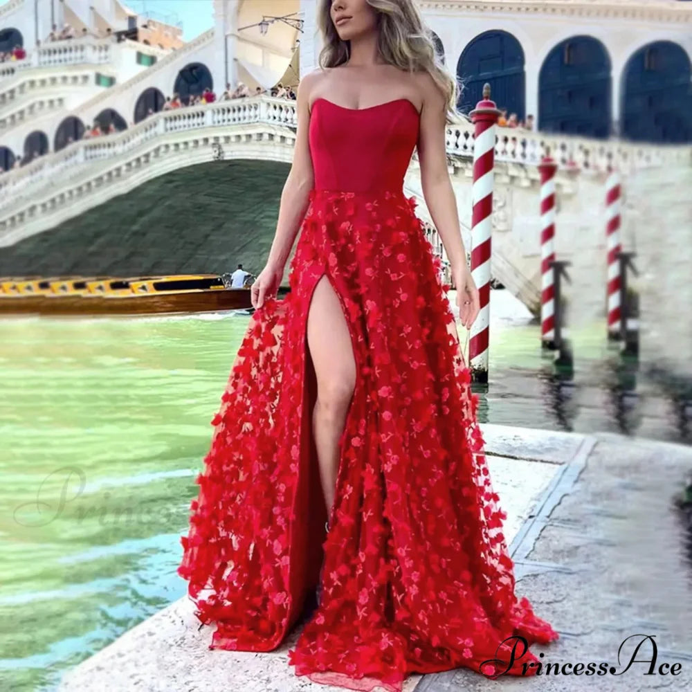 Fashionable Casual Spring Summer Denim Single-Breasted Lapel Maxi Dress Red / S
