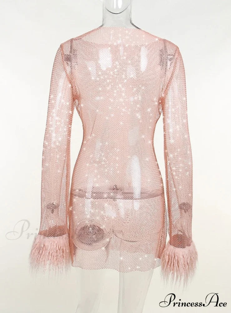 Fashionable Mesh Women’s Dress L / PINK