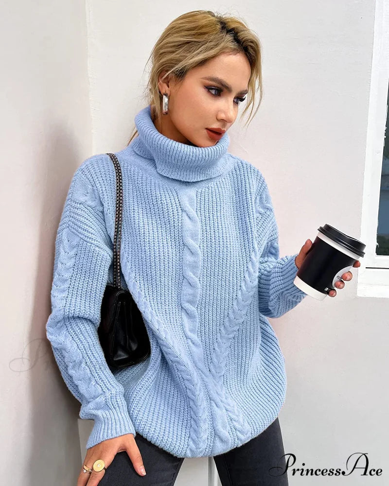 Fashionme Chic Ballon Sleeve Winter Turtleneck Chunky Sweater