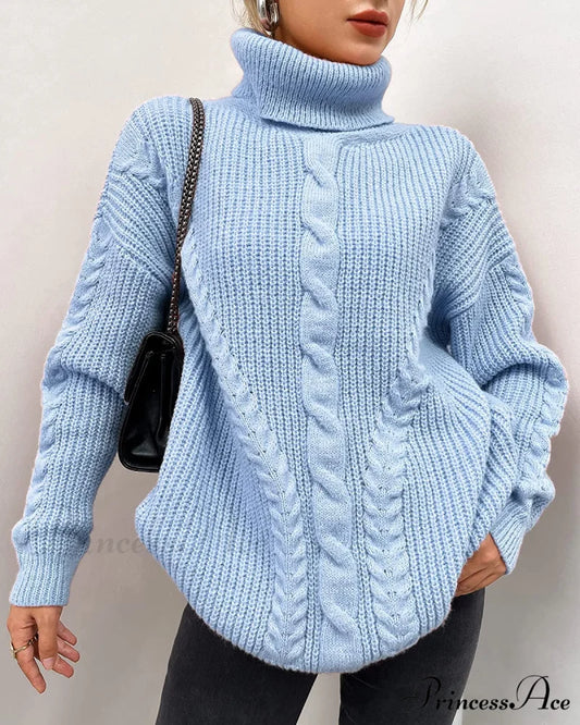 Fashionme Chic Ballon Sleeve Winter Turtleneck Chunky Sweater