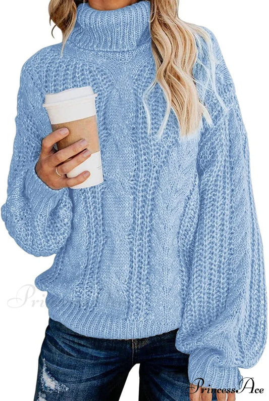 Fashionme Chic Ballon Sleeve Winter Turtleneck Chunky Sweater