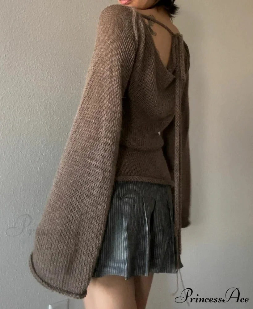 Fasten Behind Boat Neck Monochrome Jumper swraters-241228