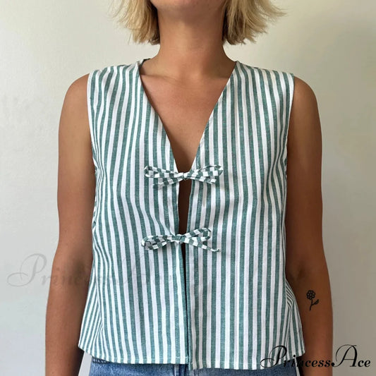 Fasten-Front Lace Camis Crop Top blue / S croptop-250223