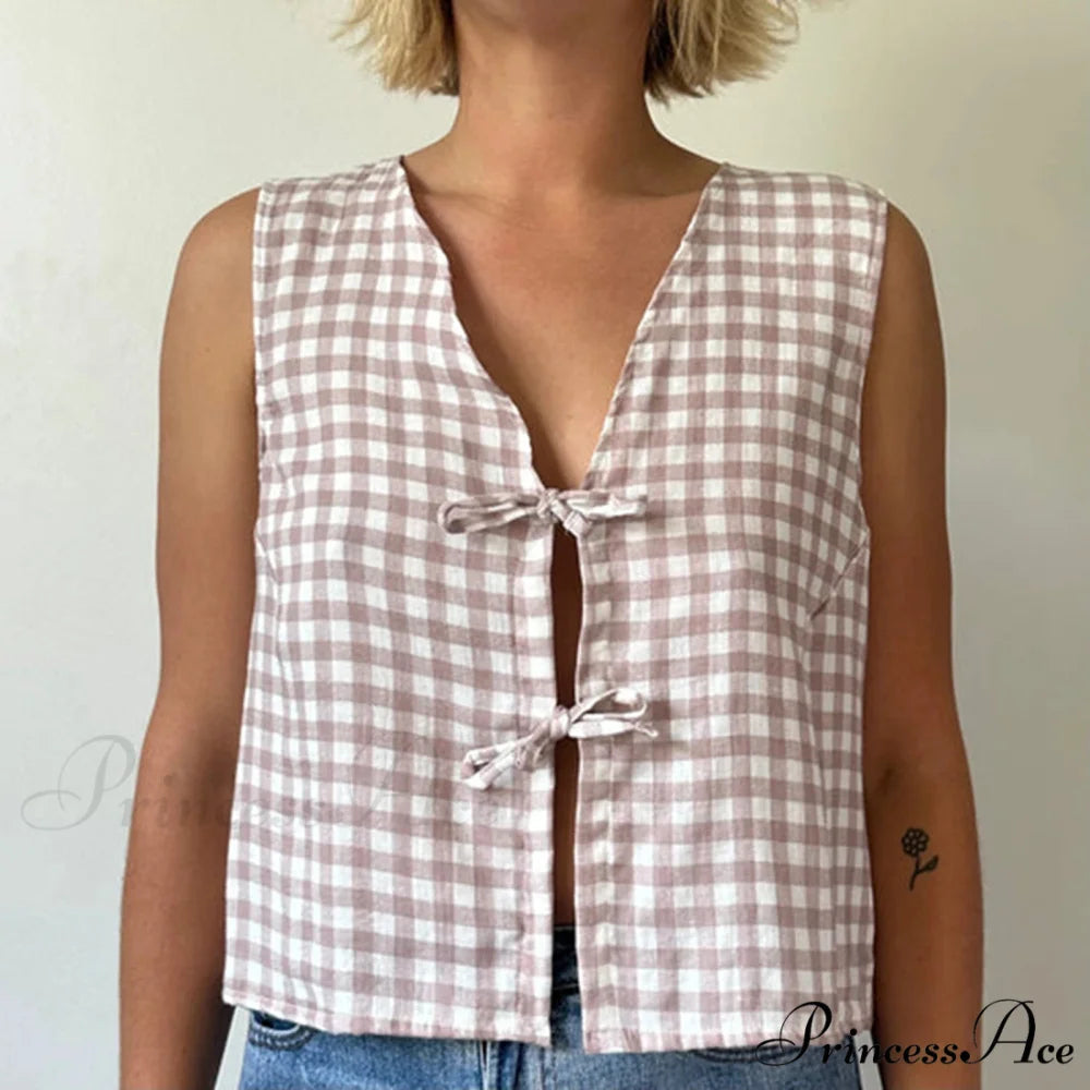 Fasten-Front Lace Camis Crop Top brown / S croptop-250223