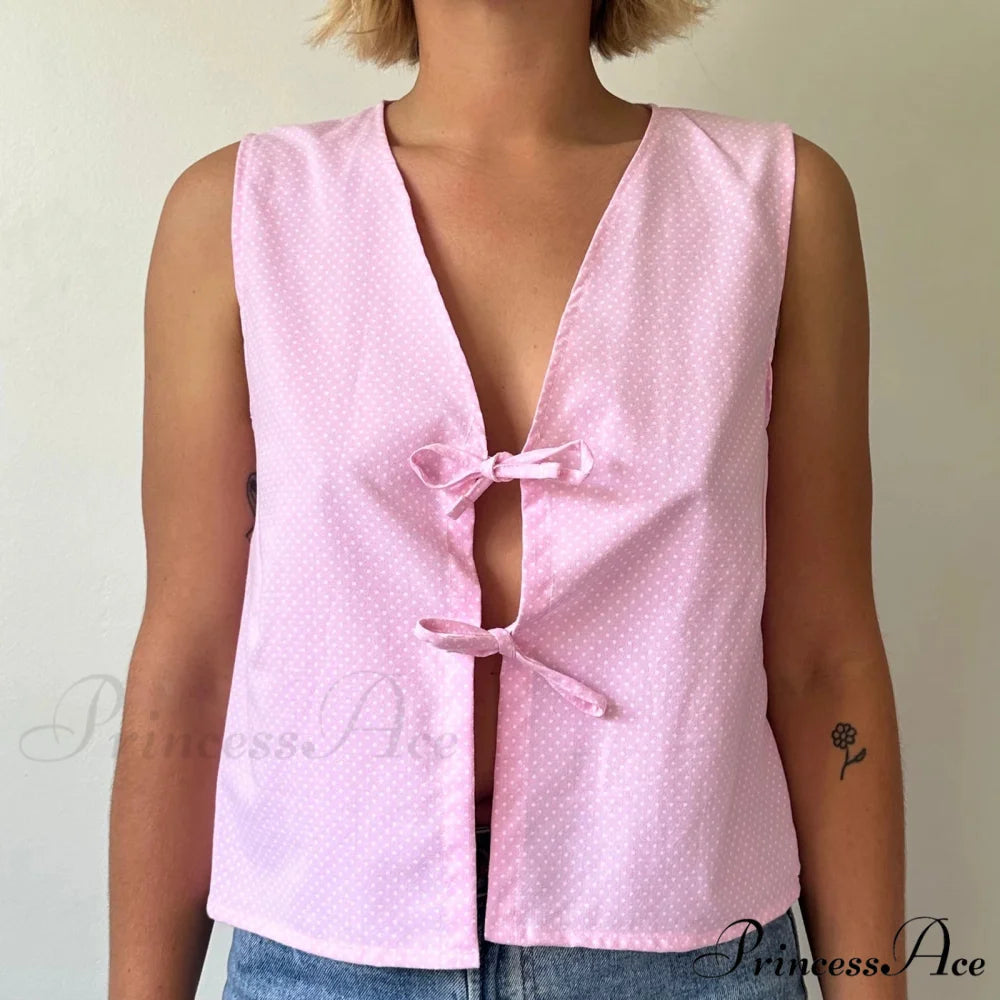 Fasten-Front Lace Camis Crop Top pink / S croptop-250223