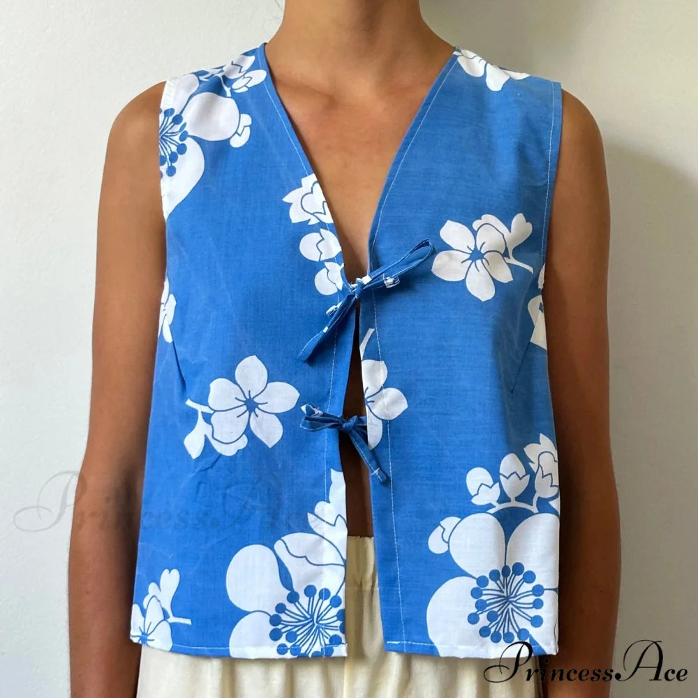 Fasten Front V-Neck Crop Top blue / S croptop-250223