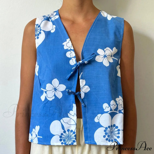 Fasten Front V-Neck Crop Top blue / S croptop-250223