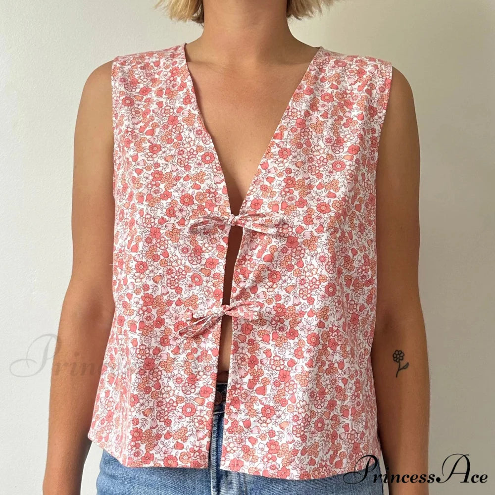 Fasten Front V-Neck Crop Top pink 1 / S croptop-250223