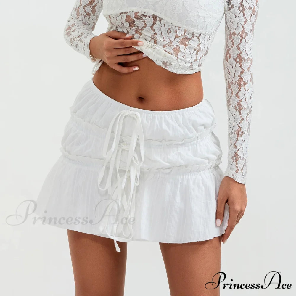 Fasten-Up Front Gathered Mini Skirt skirts-250223