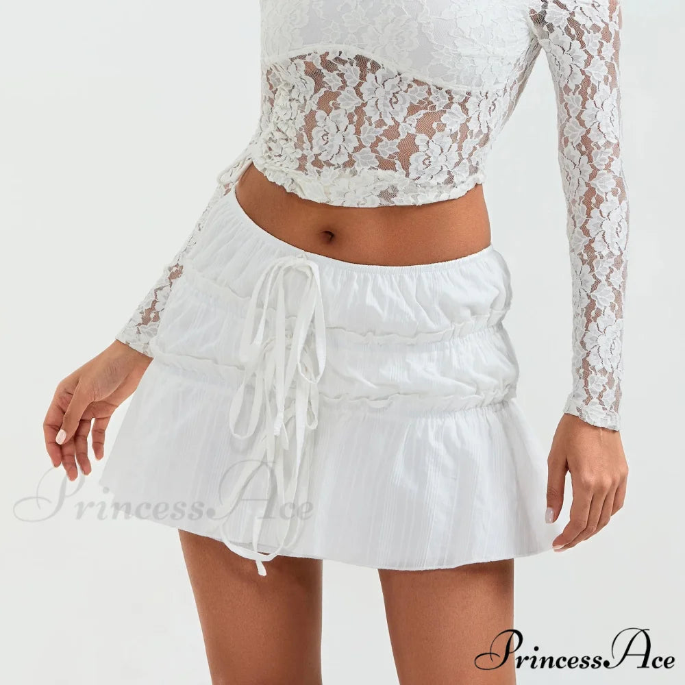 Fasten-Up Front Gathered Mini Skirt skirts-250223