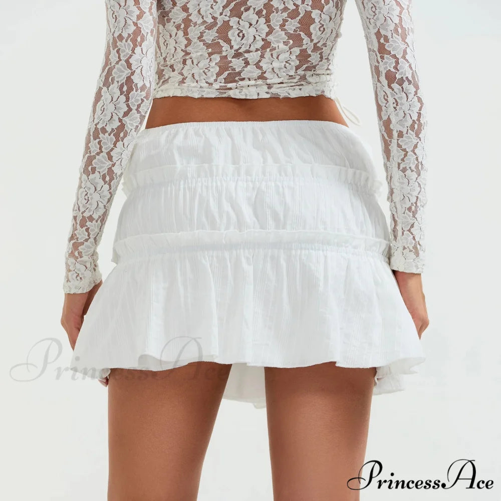 Fasten-Up Front Gathered Mini Skirt skirts-250223