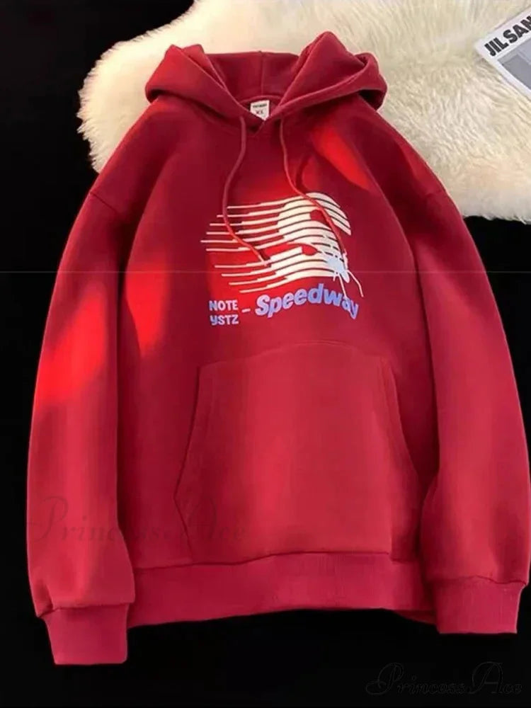 Fastway Correspondence Graphic Hoodie Red / M(40-45KG) hoodies-241228