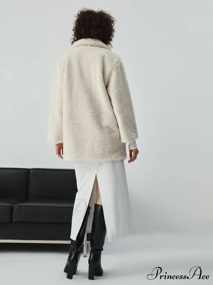 Faux Fur Graceful Open Collar Jacket