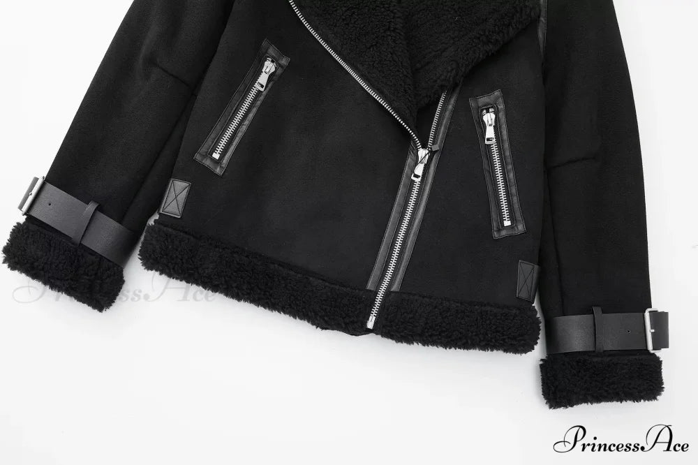 Faux Fur Stylish Double-sided Zipper Jacket